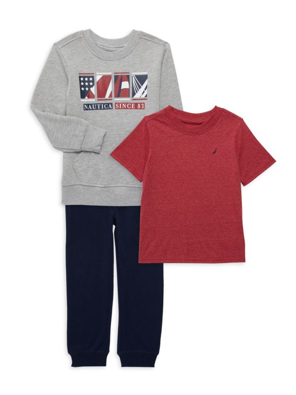 Nautica ?Boy's 3-Piece Sweatshirt, Tee & Joggers Set